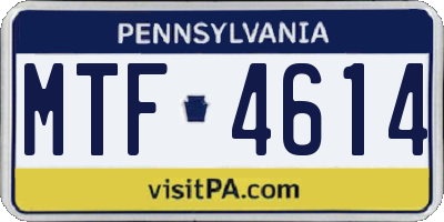 PA license plate MTF4614