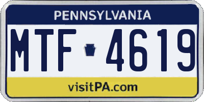 PA license plate MTF4619