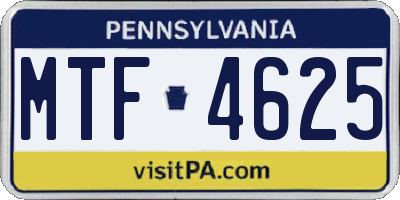 PA license plate MTF4625