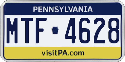 PA license plate MTF4628