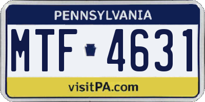 PA license plate MTF4631