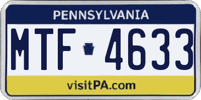 PA license plate MTF4633