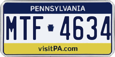 PA license plate MTF4634