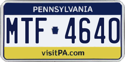 PA license plate MTF4640