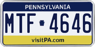 PA license plate MTF4646