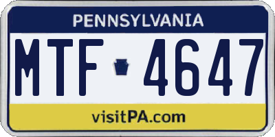 PA license plate MTF4647