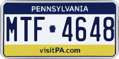 PA license plate MTF4648