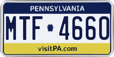 PA license plate MTF4660