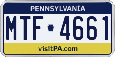 PA license plate MTF4661