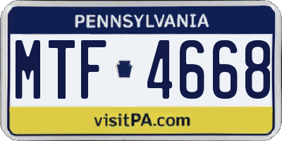 PA license plate MTF4668