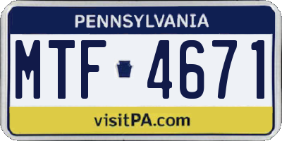PA license plate MTF4671