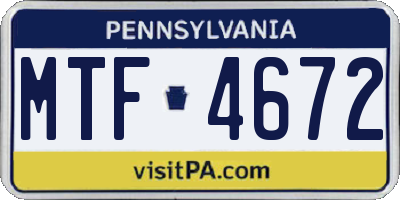 PA license plate MTF4672