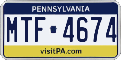 PA license plate MTF4674