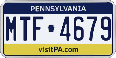 PA license plate MTF4679