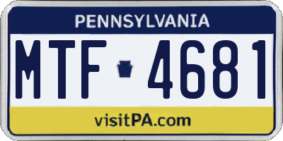 PA license plate MTF4681