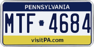 PA license plate MTF4684
