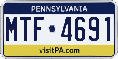 PA license plate MTF4691