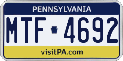 PA license plate MTF4692