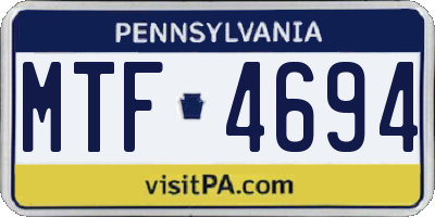 PA license plate MTF4694