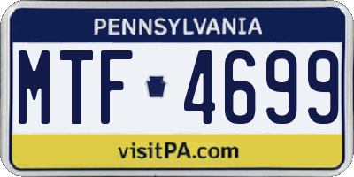 PA license plate MTF4699