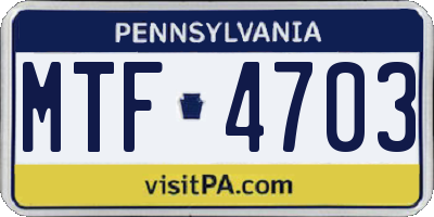 PA license plate MTF4703