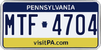 PA license plate MTF4704