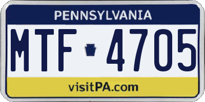 PA license plate MTF4705