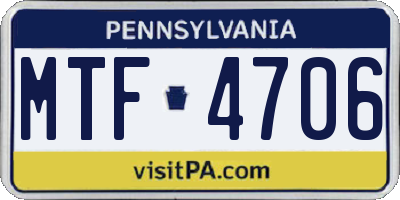 PA license plate MTF4706