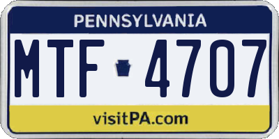 PA license plate MTF4707