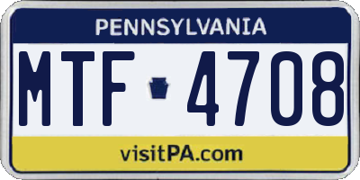 PA license plate MTF4708
