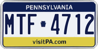 PA license plate MTF4712