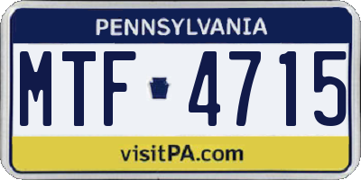 PA license plate MTF4715