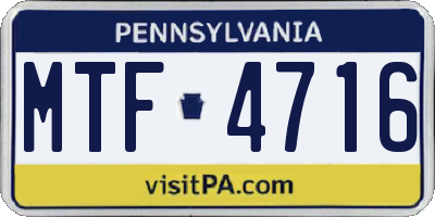 PA license plate MTF4716