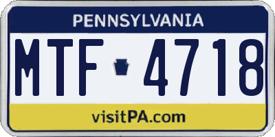 PA license plate MTF4718