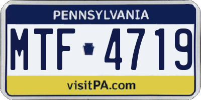 PA license plate MTF4719