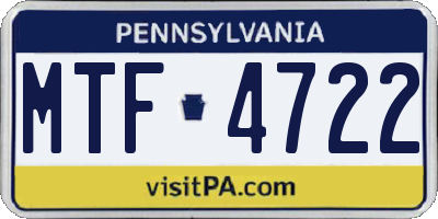 PA license plate MTF4722