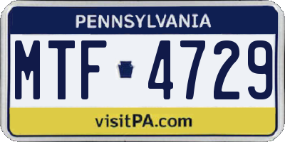 PA license plate MTF4729