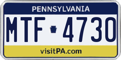 PA license plate MTF4730
