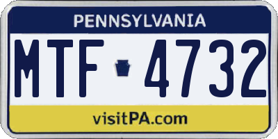 PA license plate MTF4732