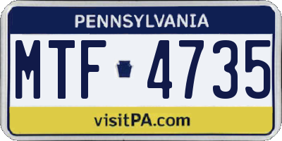 PA license plate MTF4735