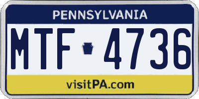 PA license plate MTF4736