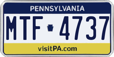 PA license plate MTF4737