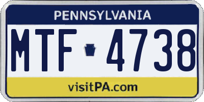 PA license plate MTF4738
