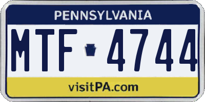 PA license plate MTF4744