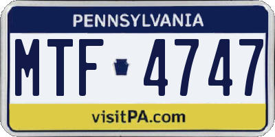 PA license plate MTF4747