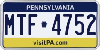 PA license plate MTF4752