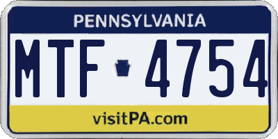 PA license plate MTF4754