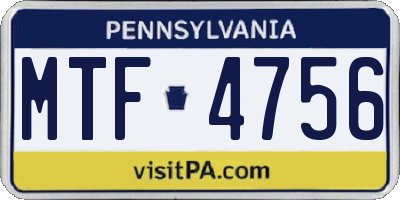 PA license plate MTF4756