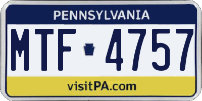 PA license plate MTF4757