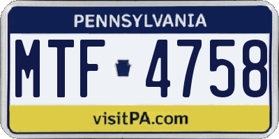 PA license plate MTF4758